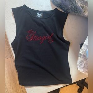 Black Tank Top with Red Embellishments
